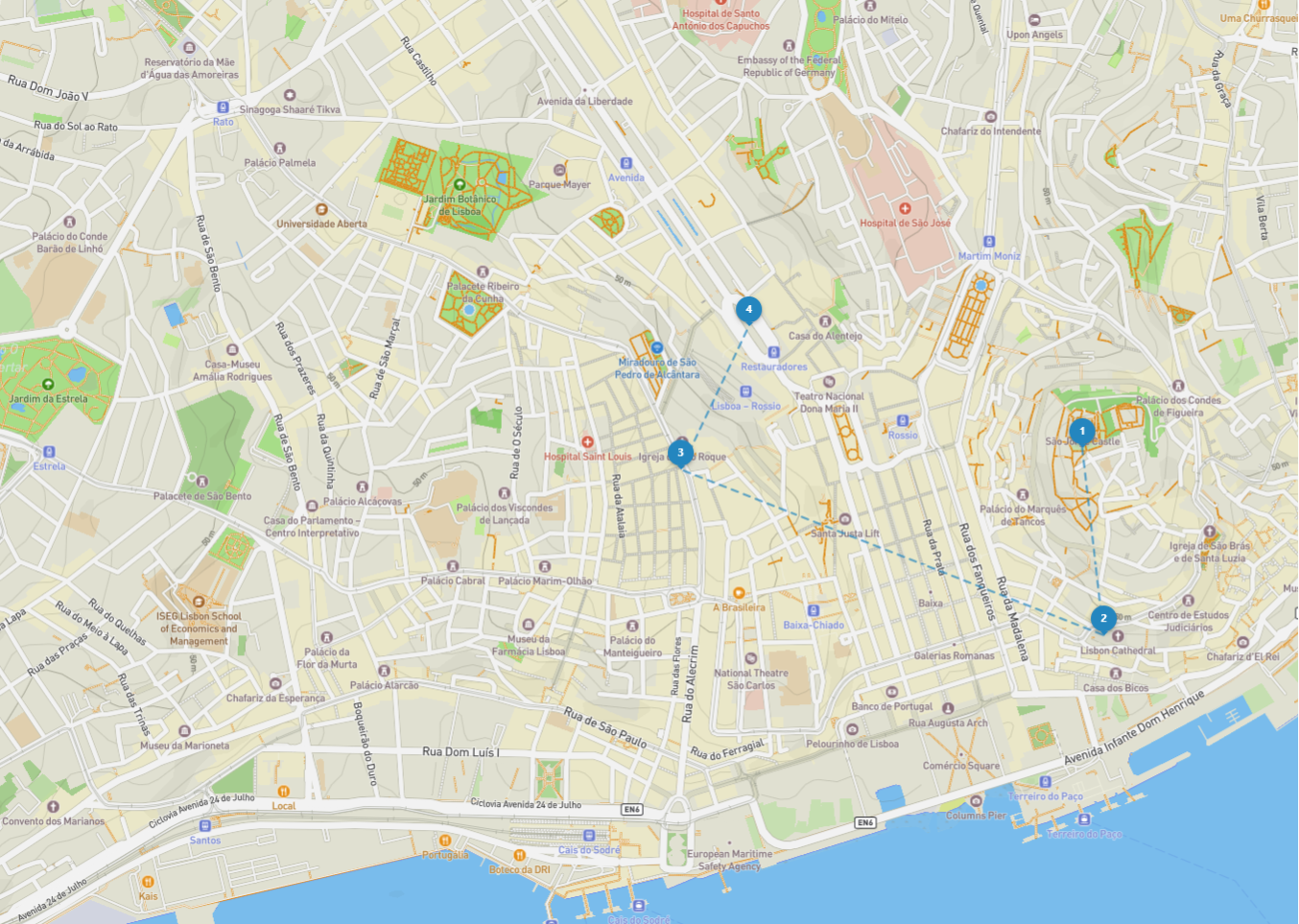 Route map, Lisbon